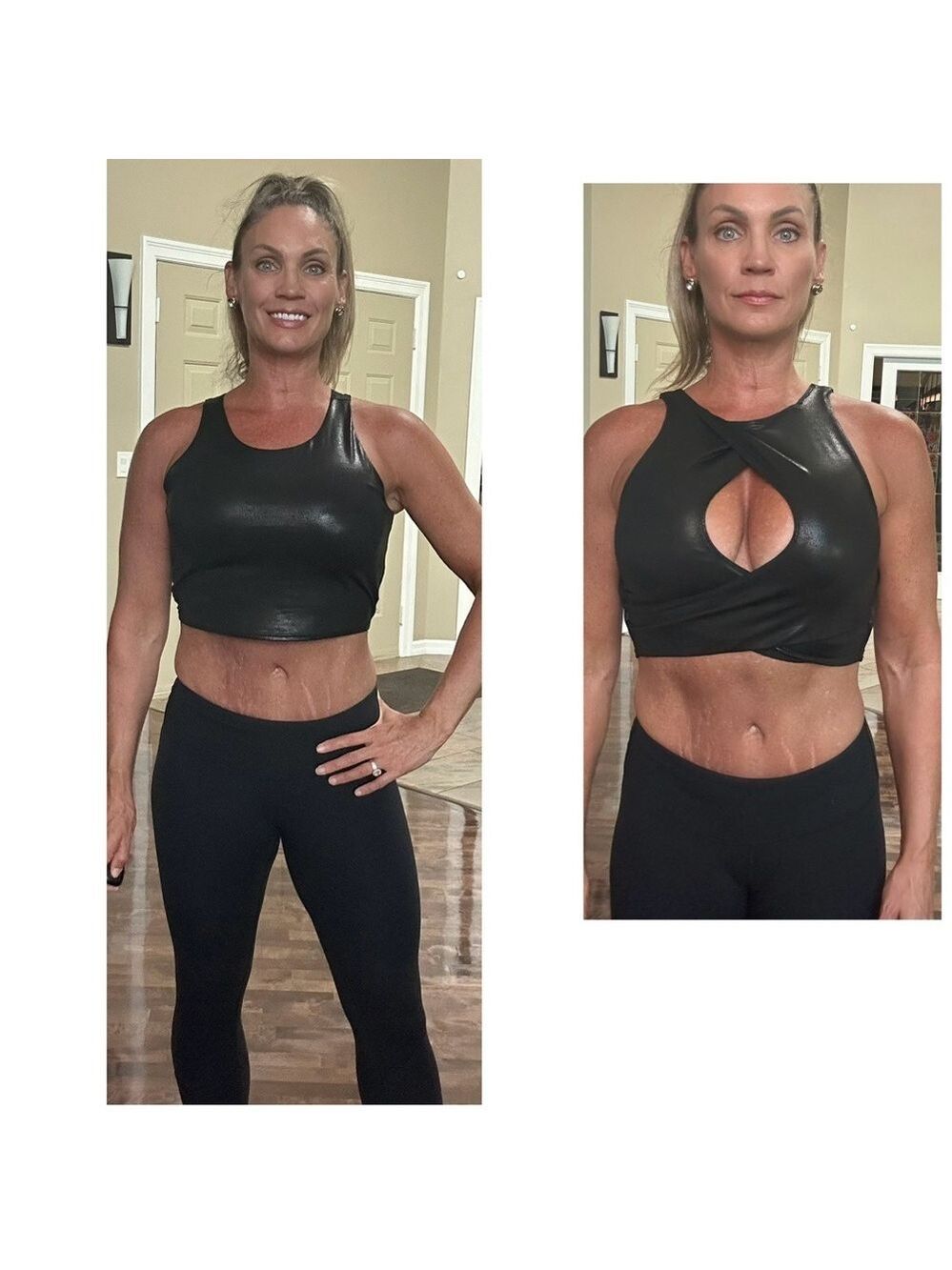 Joe fresh black faux leather pleather keyhole cutout reversible sports bra M NWT